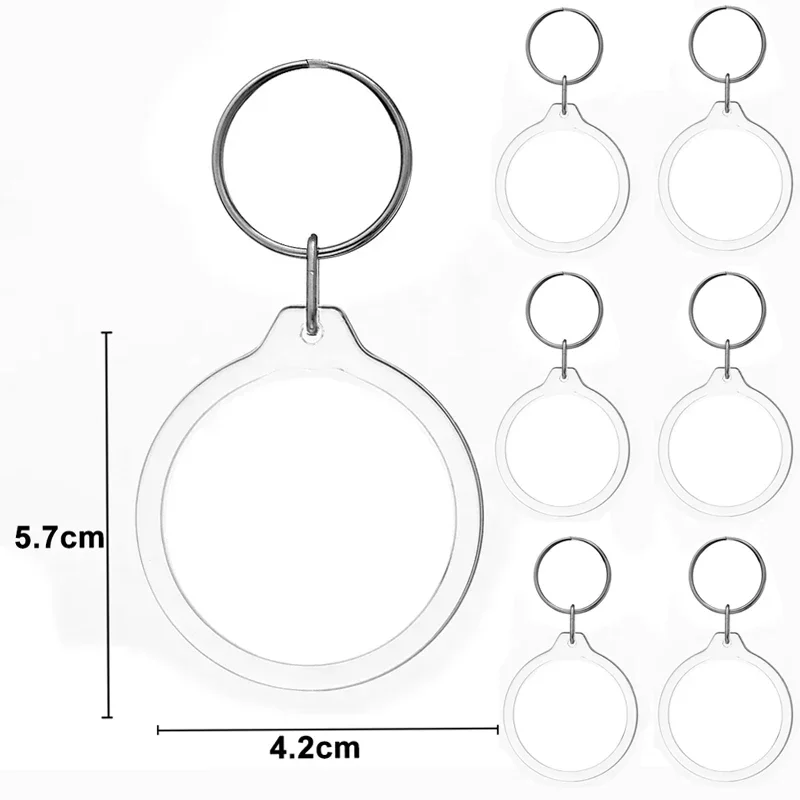 5/50 Stück transparenter Fotorahmen-Schlüsselanhänger, Quasten, schnappen-in, individueller Einsatz, Foto-Acryl-Rohling-Schlüsselanhänger, klarer leerer Bild-Anhänger: Blau / Blau
