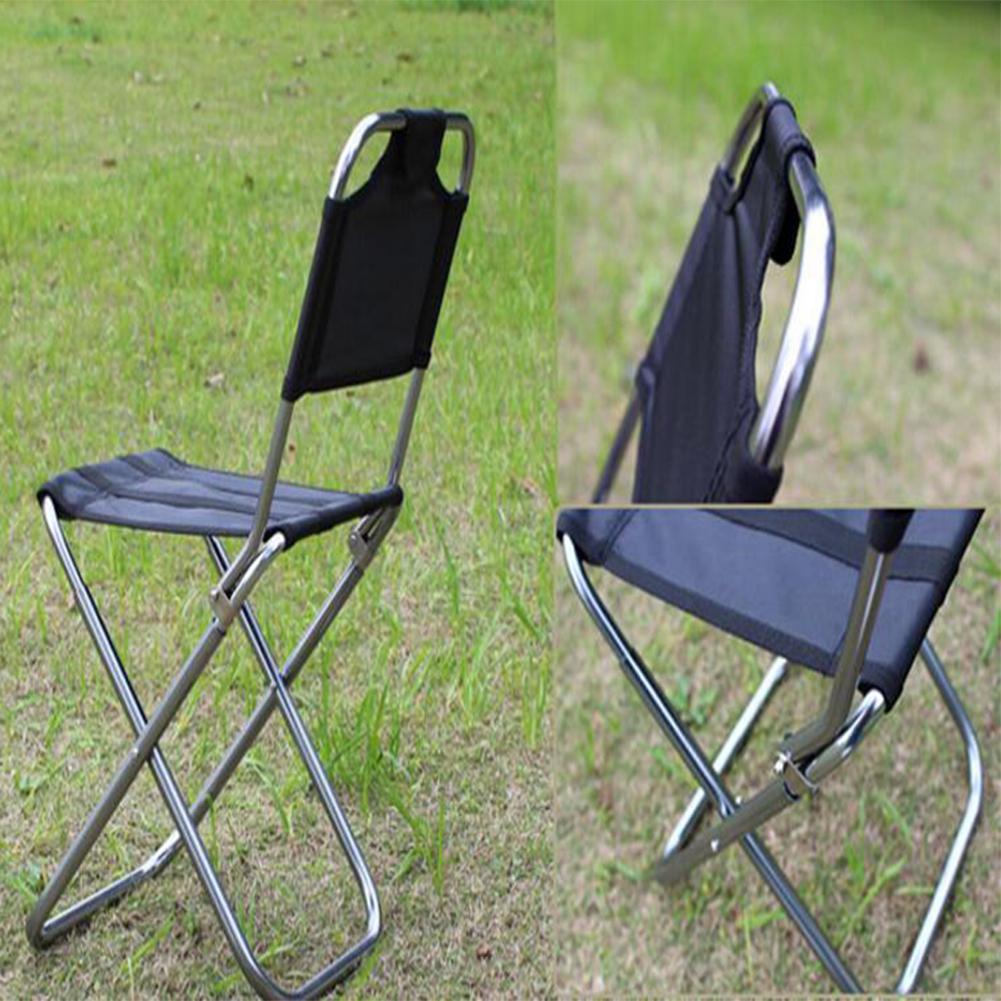 Ultralight Portable Folding Outdoor Fishing Camping BBQ Black Aluminum Backrest Stool