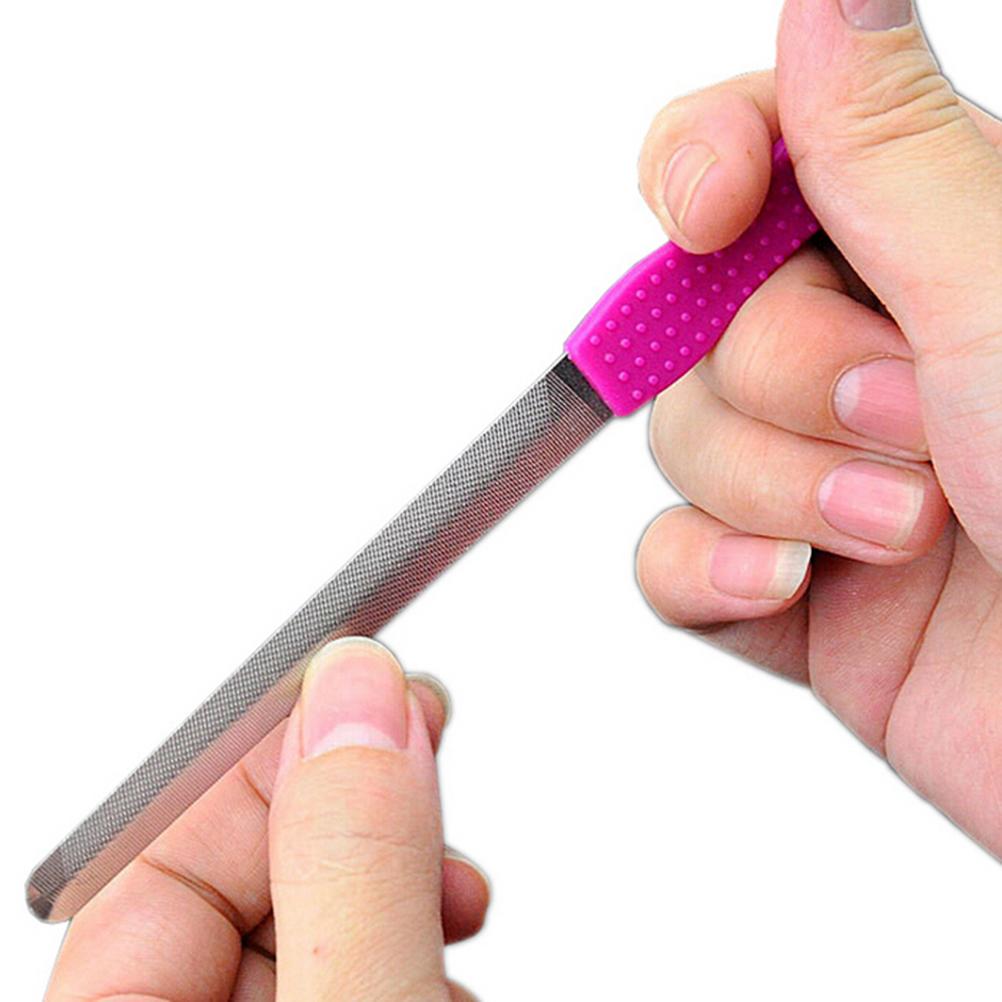 Stainless Steel Nail File Buffer Metal Double Side Grinding Rod Manicure Pedicure Scrub Nail Arts Tools Thick