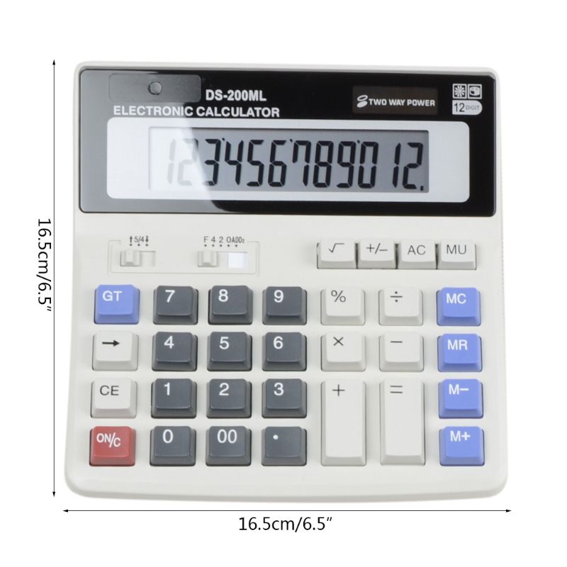 Standard Function Scientific Electronics Desktop Calculators, Dual Power, Big Button 12 Digit Large LCD Display