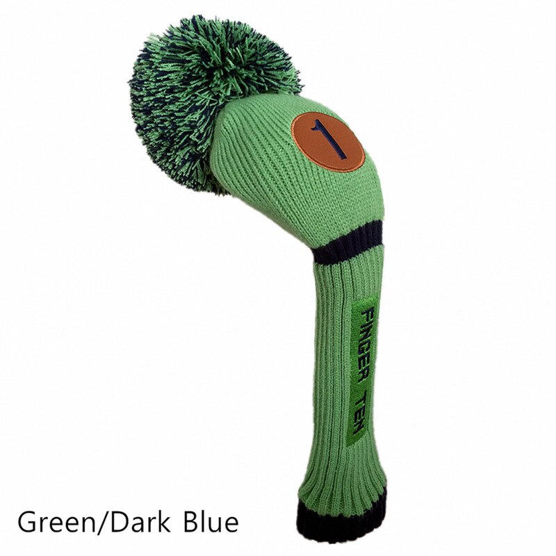 Golf Head Cover Diver No.1 Wol Gebreide Iron Club Headcovers Breien Hout Pom Pom Covers Wollige Pack 4 Kleuren 1 pc