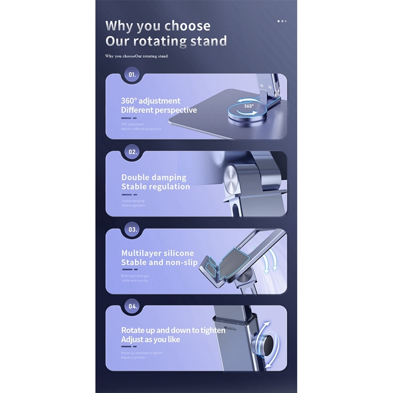 Foldable Laptop Stand All-In-One Laptop Stand 360° Rotation Adjustable Height Folding Stand Base Swivel Tablet Stand