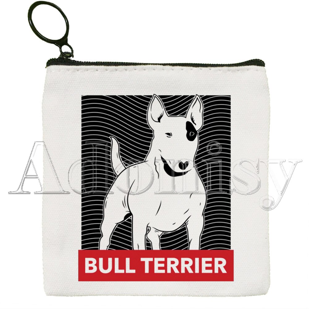 Bull Terrier borsa di tela borsa bianca pura, borsa con cerniera borsa portamonete pochette: K