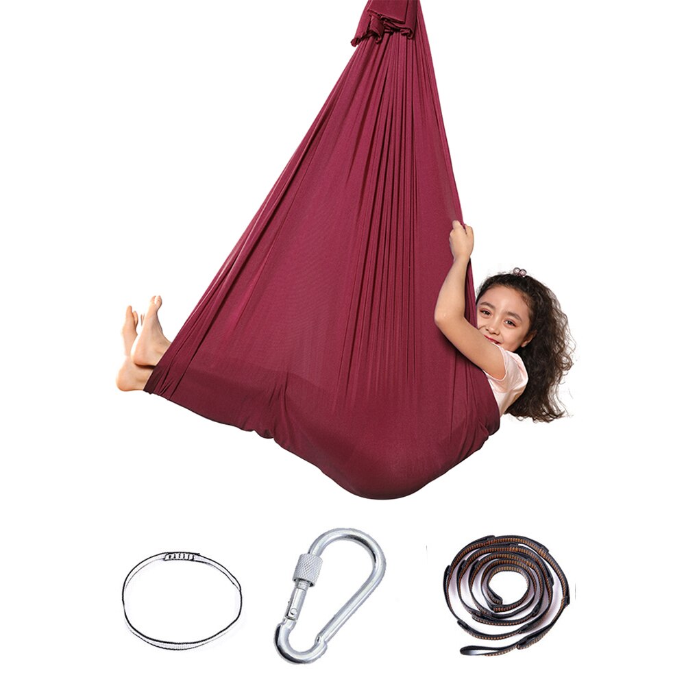 Kid Zintuiglijke Swing Indoor Yoga Hangmat Therapie Seat Stoel Huis Cuddle Swing Geweldig Voor Autisme Adhd Verwerking Stoornis: Wine red