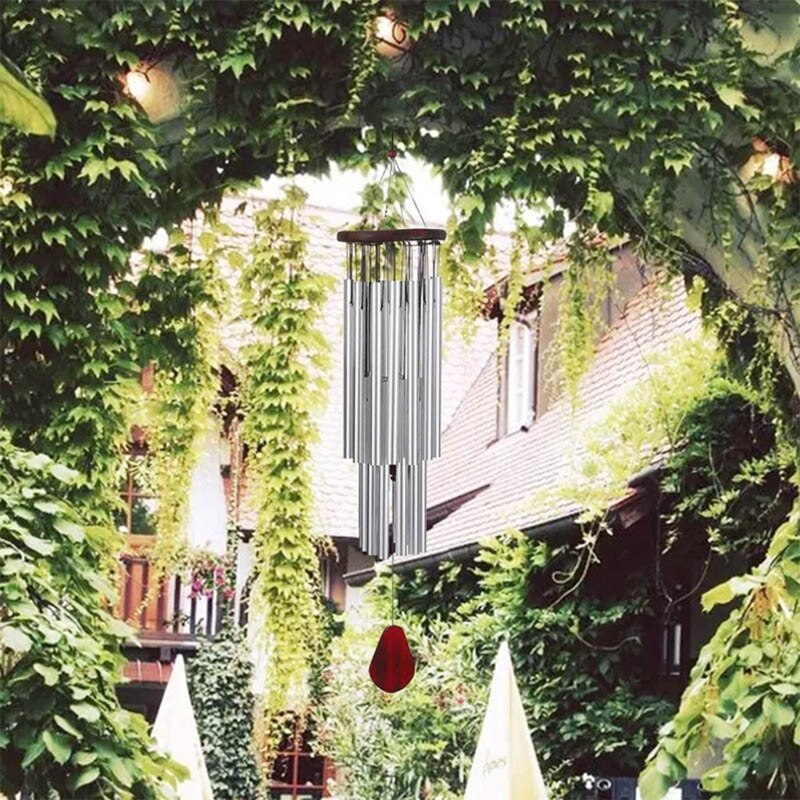 Campanas de viento grandes hechas a mano, 27 tubos, campanas de colibrí afinadas para exteriores, calmante melódico, decoración de tonos profundos