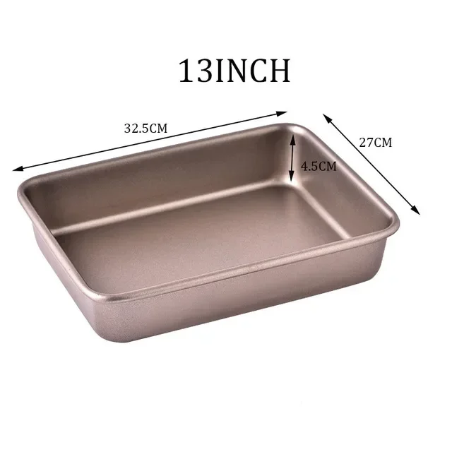 Bandeja para hornear de acero al carbono, horno específico, placa para hornear antiadherente Rectangular, bandeja de fondo plano, bandeja para pasteles al vapor: Caqui oscuro