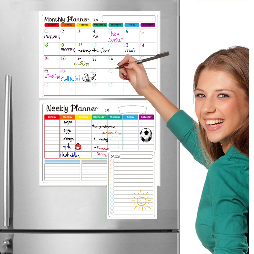 Magnetische Kalender Voor Koelkast Maandelijkse Wekelijkse Planner Whiteboard Kalendertafel Droog Wissen Koelkast Sticker Prikbord Menu