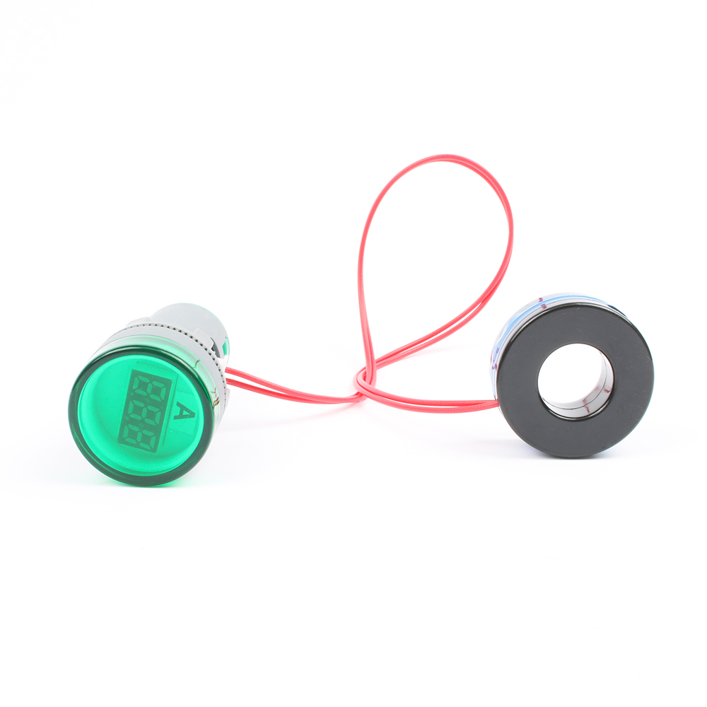 Digital Display Voltmeter 22 MM Lights Tester Tools AC 60V-450V Indicator Voltmeter tester ammeter and Current transformer: Ammeter GREEN