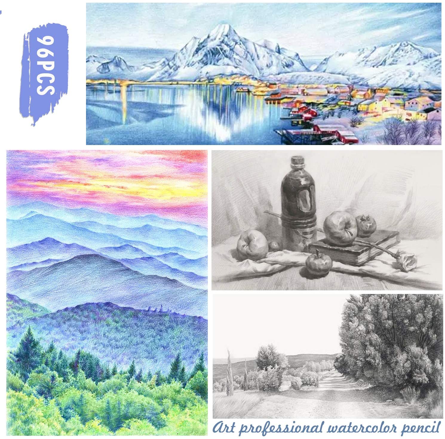 96 Piece Colouring Drawing Pencils Set,Graphite Set In Pencil Case, Artist Supplies For Beginners, Artist, Students, Adults, Kid