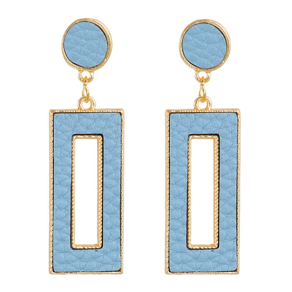 1 paire Europe haut de gamme géométrique carré Pu pendentif boucles d'oreilles femme tempérament rétro boucles d'oreilles bijoux nouveauté