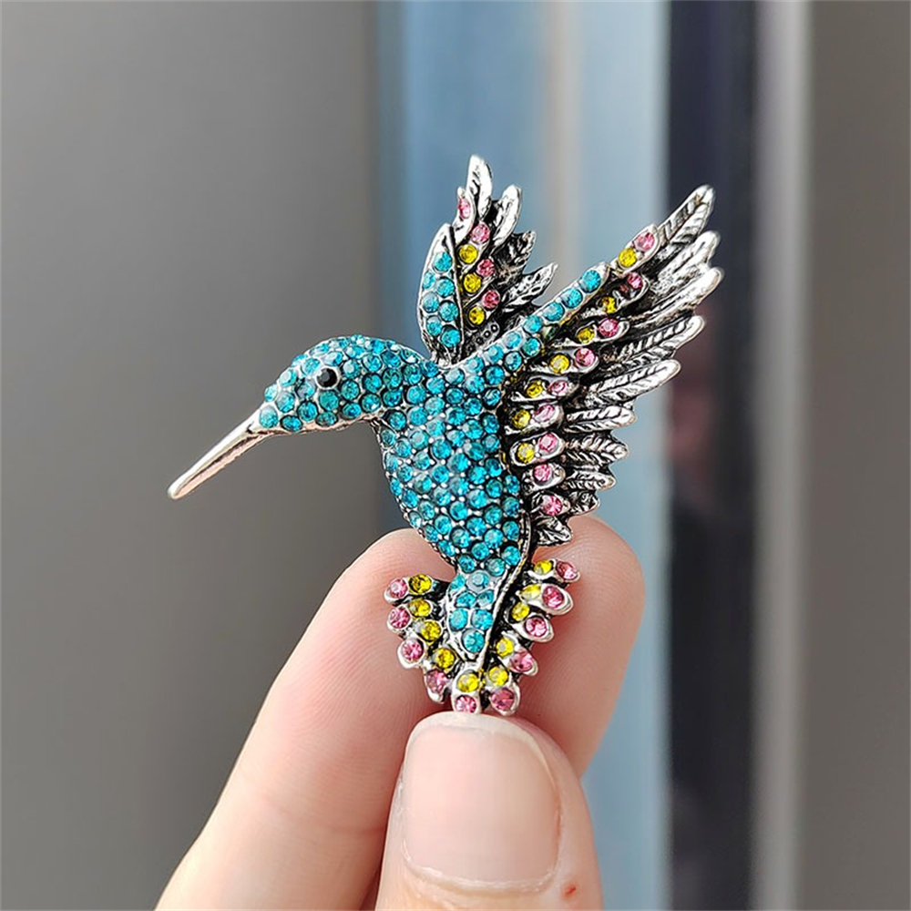Men Birds Pin Brooch Colorful Rhinestone Brooches For Women Hummingbird Animal Pins Clothing Accessories Party Jewelr %s: Light Yellow Color
