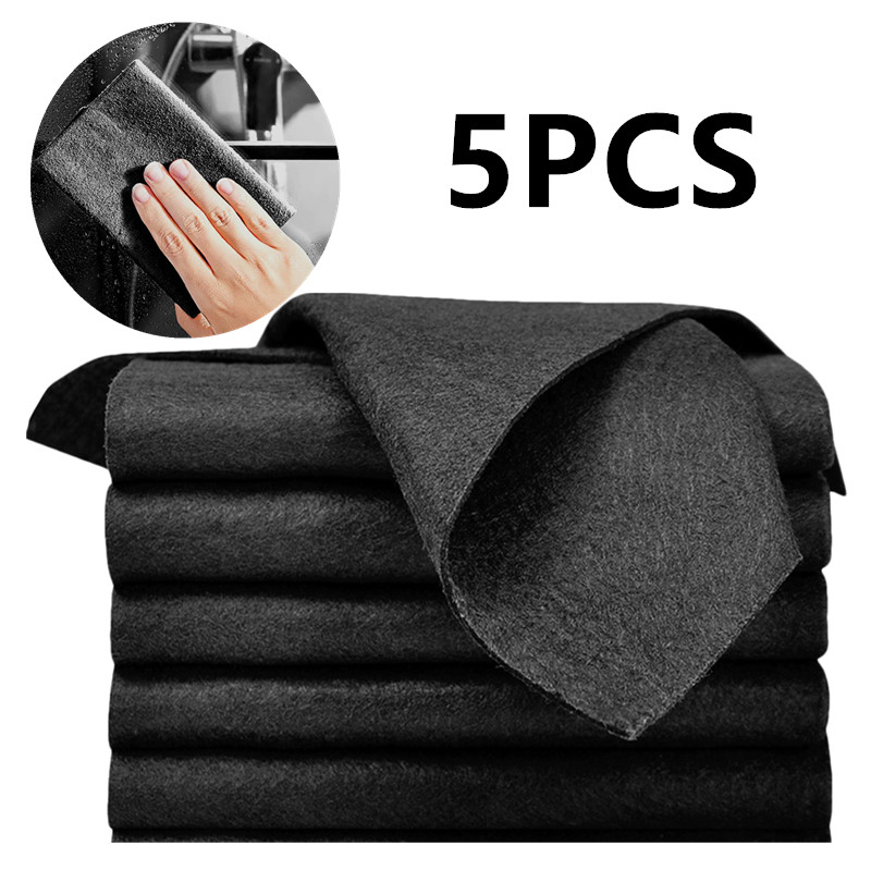 Paño de limpieza mágico grueso negro para vidrio, paño de limpieza de microfibra reutilizable sin rayas, toallas multiusos para vidrio de ventanas