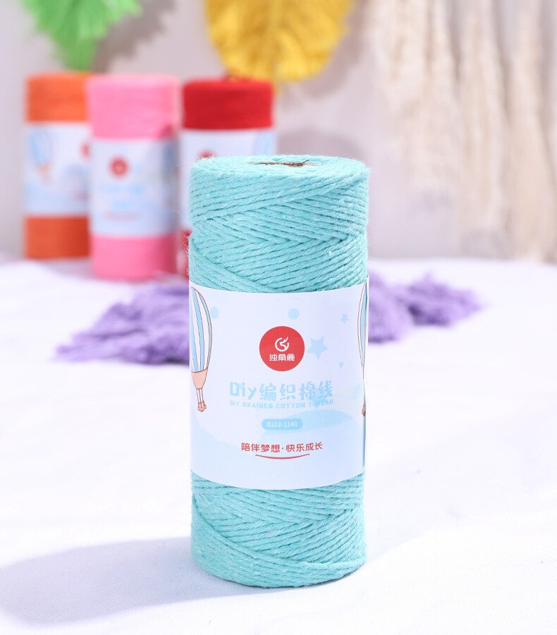 1Mm 100% Katoen Cords Kleurrijke Touw Draad Beige Twisted Ambachten Macrame String Diy Thuis Textiel Gordijn Bruiloft Decoratie: Light Blue