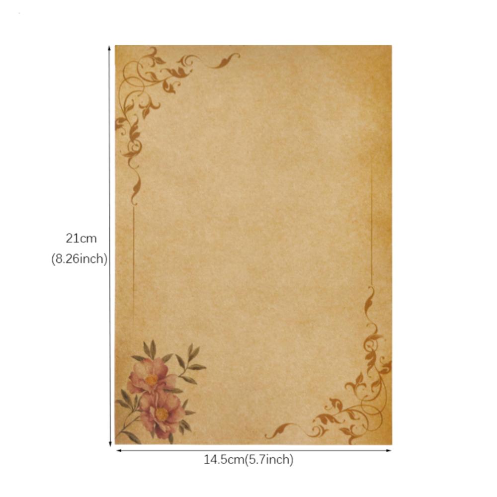 16sheets Vintage Flower Kraft Letter Paper Brown Craft Writing Paper Stationery Letter Pad Office Supplies: 16pcs Pattern 7