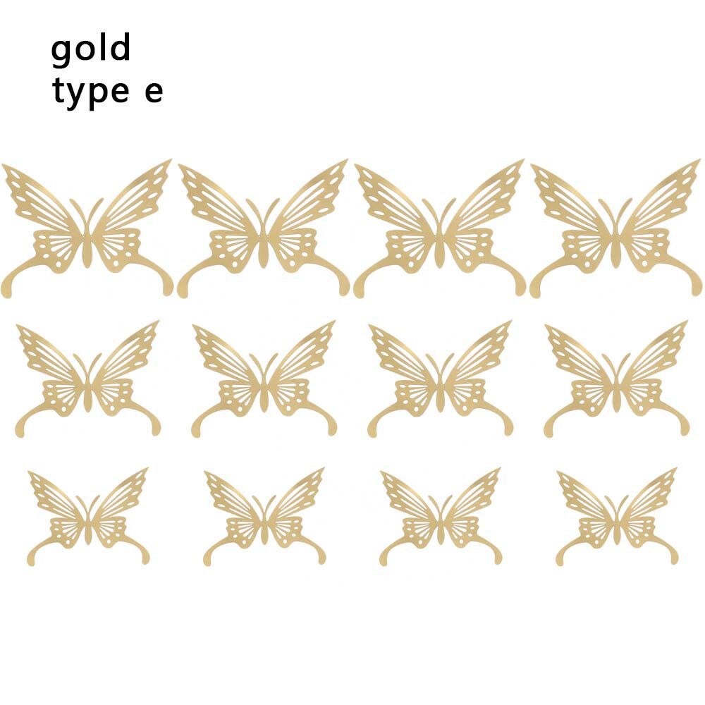 Autocollants muraux papillons 3D ajourés, 12 pièces/ensemble, décoration pour chambres d'enfants, décoration de maison, réfrigérateur, bricolage, fête de mariage: G-5