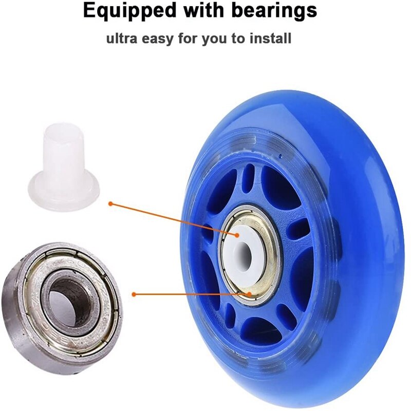 8Stck 70MM Blinkende Rollschuhe Rad Inline LED Schiebe skaten Rad Netz Ader Lagerbier PU Rad