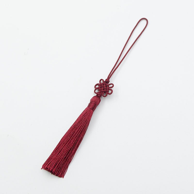 10PC gemischt Farben Chinesischen Knoten Quaste Lesezeichen Kleidung DIY Dekorative Zubehör Auto Schlüssel Tasche Anhänger DIY Handwerk Quaste Randbereich: Wein rot