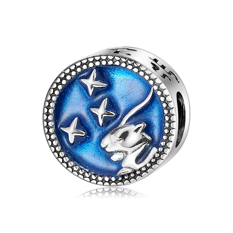 100% reale 925 Sterling Silver Zodiacale Toro Virgo Branelli di Fascino 12 Costellazione Fit Originale JIUHAO del Braccialetto del braccialetto Gioielli FAI DA TE: Capricorn