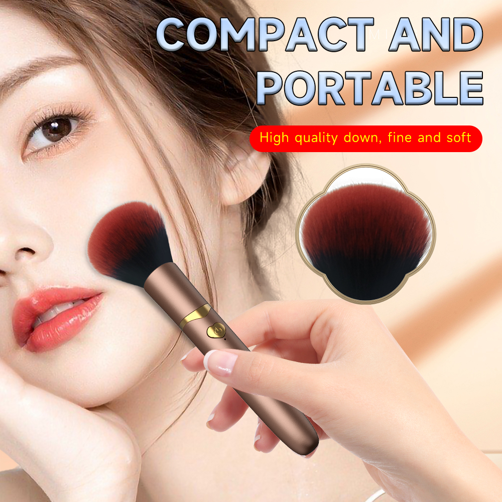 Brocha eléctrica para base 2 en 1, brocha de maquillaje con 7 vibraciones, multifunción, suave, esponjosa, portátil, recargable, herramientas de maquillaje para detalles