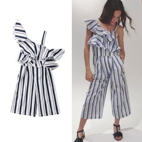 Nuovo Del Capretto Della Ragazza Della Banda Complessiva Ruffle Off Spalla Del Bambino Della Ragazza Del Pagliaccetto Della Tuta Lunga Pant Bambini Abito di Moda Vestiti 3-10Y Estate