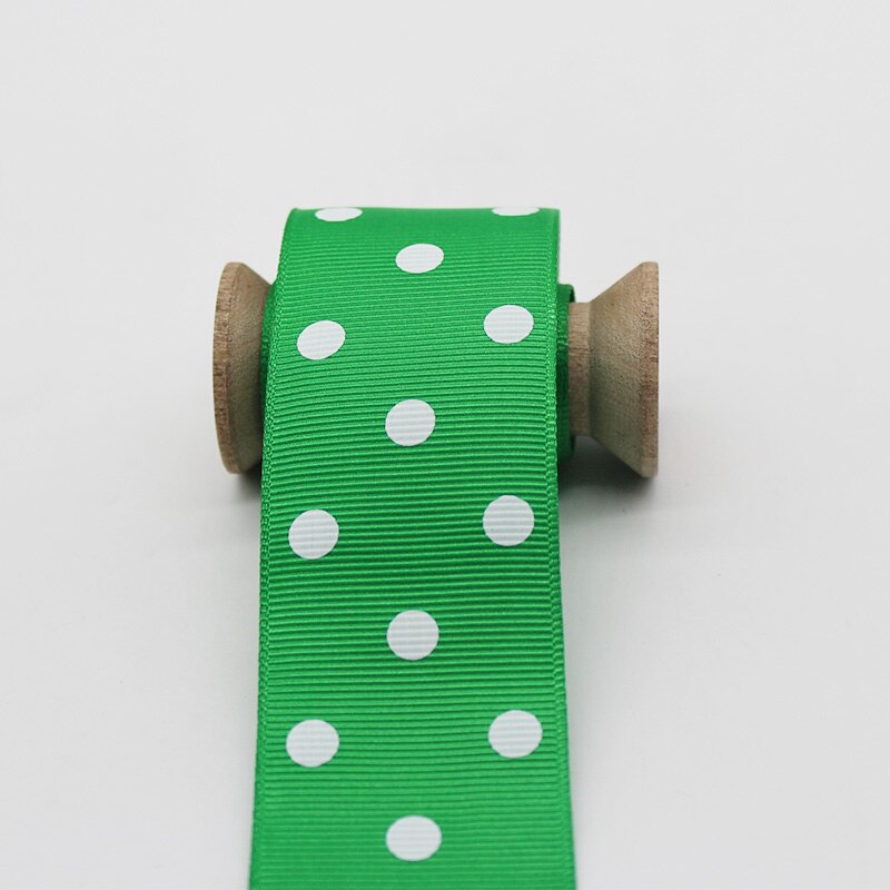 1.5 inch 38mm 4cm stippen grosgrain lint milieuvriendelijk polyester stof bedrukt met witte stippen voor hoofdband lint strik accessoire: Groente