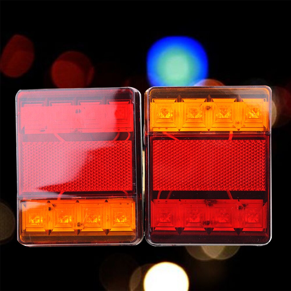 1 Pair Waterproof Truck Tail Lights Trailer Tail Lights Signal Rear DC12V Backup Lights for Heavy Truck Boat Trailer