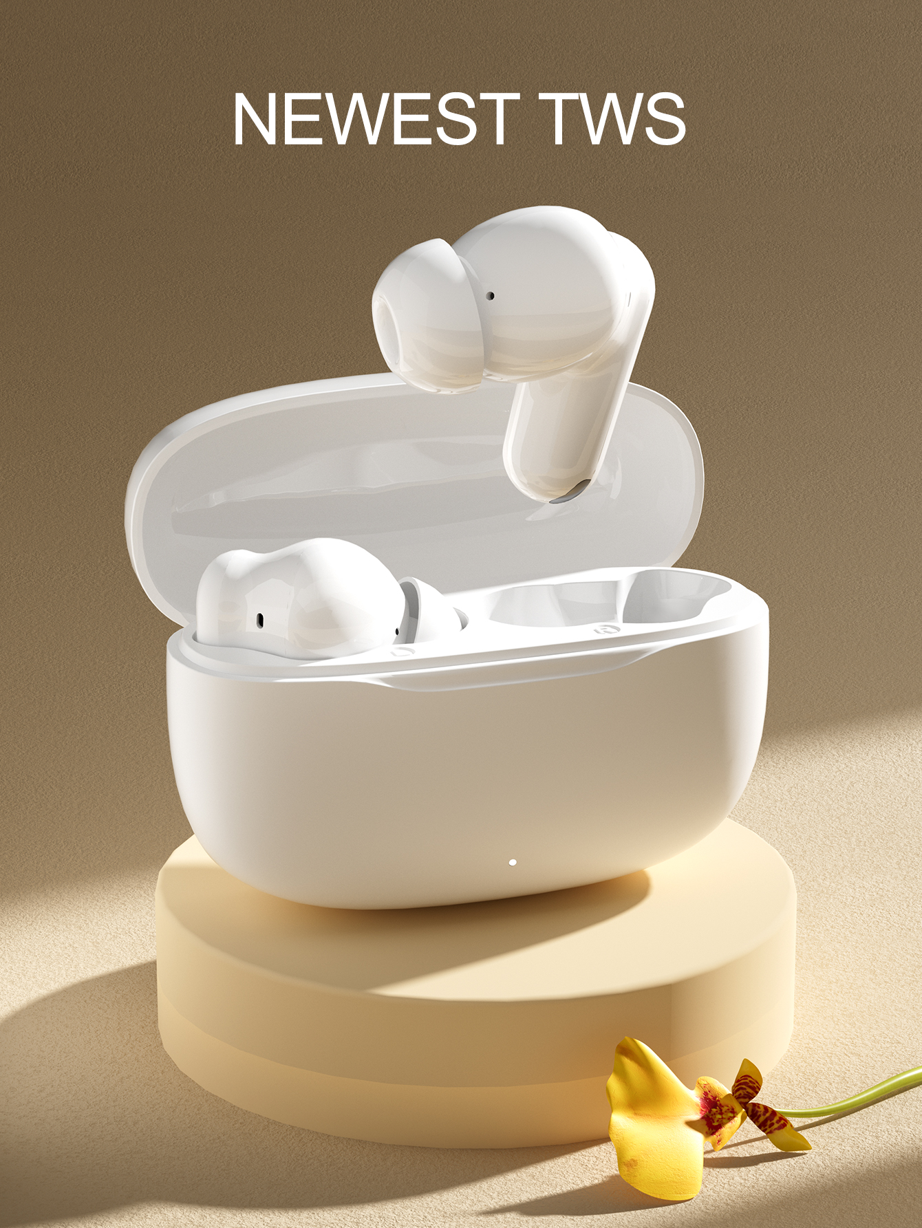 Air TWS Bluetooth Earphones Wireless Bluetooth Headset Noise Cancelling Earbuds with Mic Wireless Headphones for IPhone: WHITE