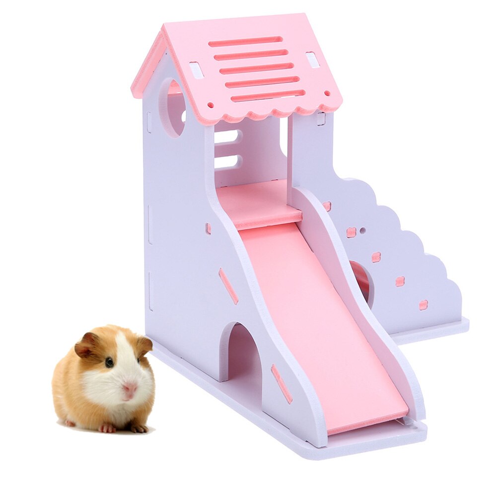 Hamster legetøj farverige mini træ dias samle hamster hus søde små dyr kæledyr legetøj forsyninger dyr sovende hus