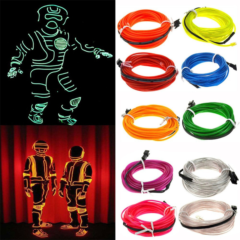 Câble métallique fluo à LED, 2m, luminaire décoratif idéal pour une soirée séparés ante, Noël, une voiture ou un rave