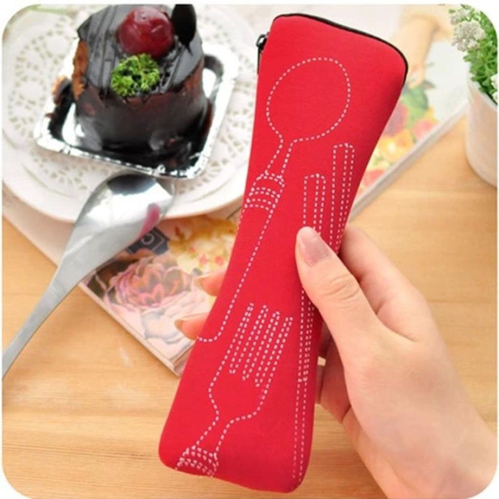 Accesorios de viaje 1 Uds. Popular 3x tenedor cuchara cubierta bolsa cubiertos Portátil Bolsa de pícnic de Camping utensilios para pícnic