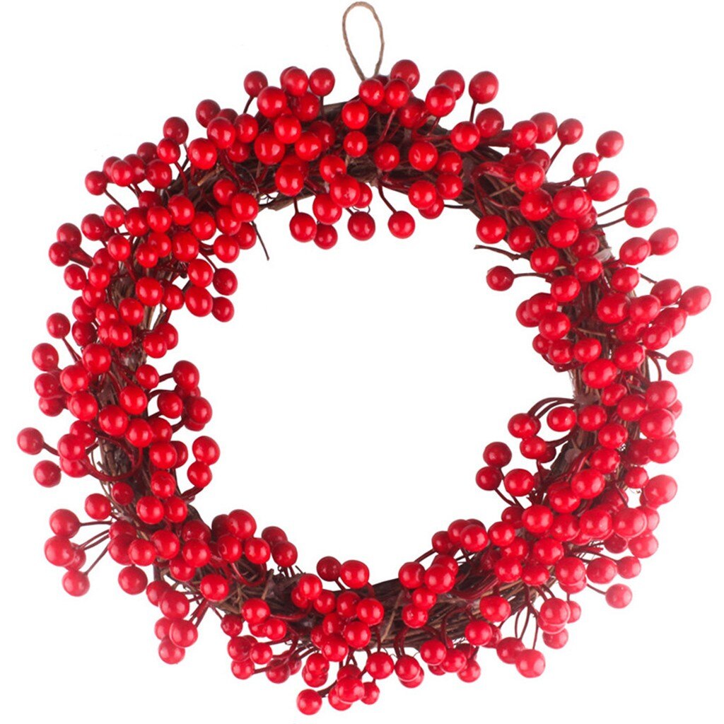 30/35/40cm Red Berries Christmas Door Hanging Decoration Wreath Wreath Hanging Artificial Thanksgiving Fall Wreath Decoration: B