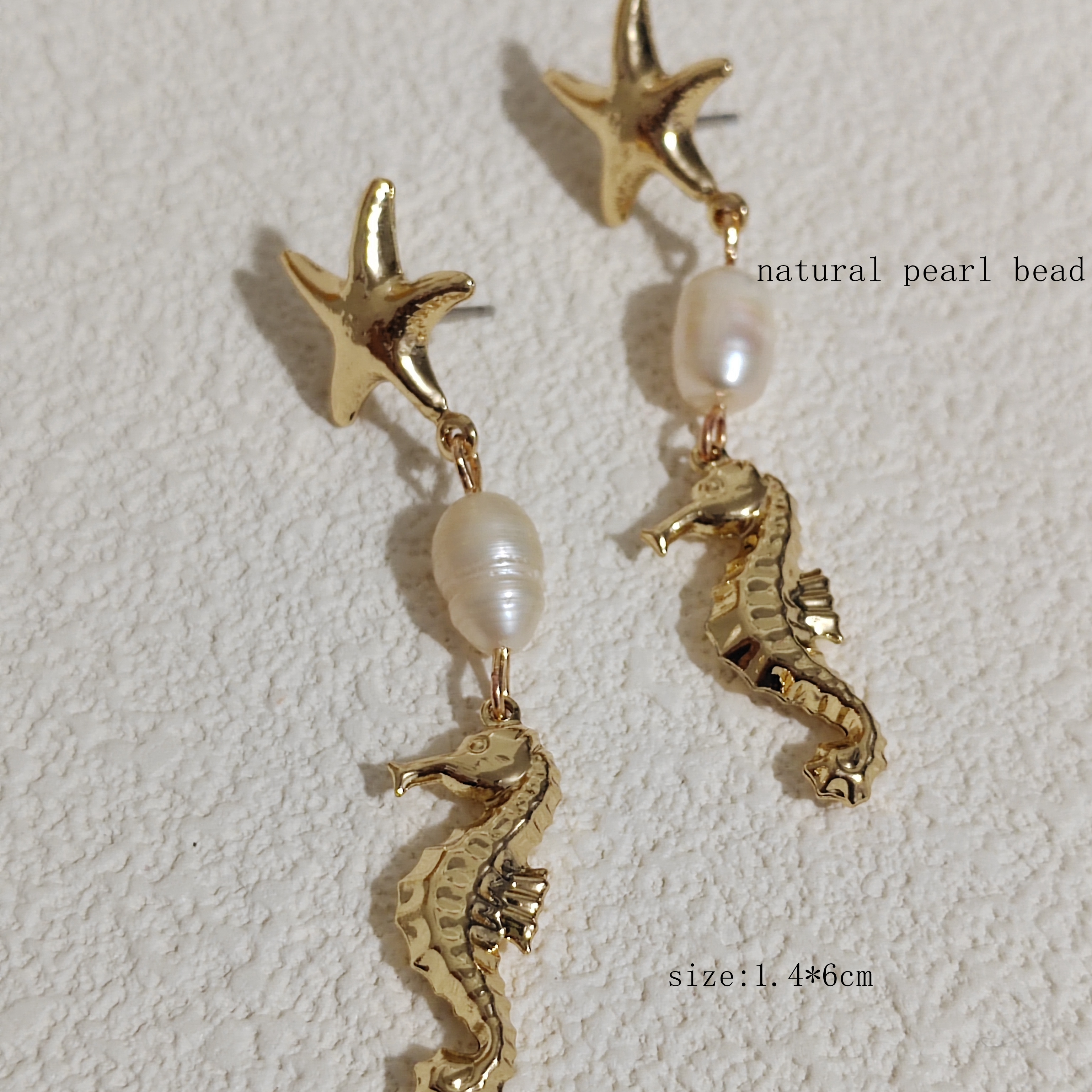 Pulsera y brazalete de estrella de mar elástico dorado, joyería de playa para mujer y niña: Color amarillo dorado claro