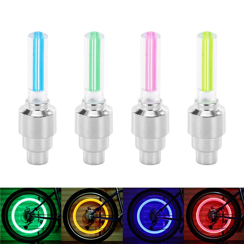 2x wiel ventieldop licht led flits autoband velg ventiel wieldop fietsverlichting