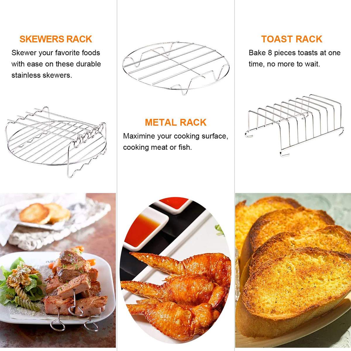 20x Air Fryer Accessories 8 Inch for 4.2QT 4.5QT 5.3QT 5.5QT 5.8QT Baking Basket Pizza Plate Grill Pot Kitchen Cooking Tool