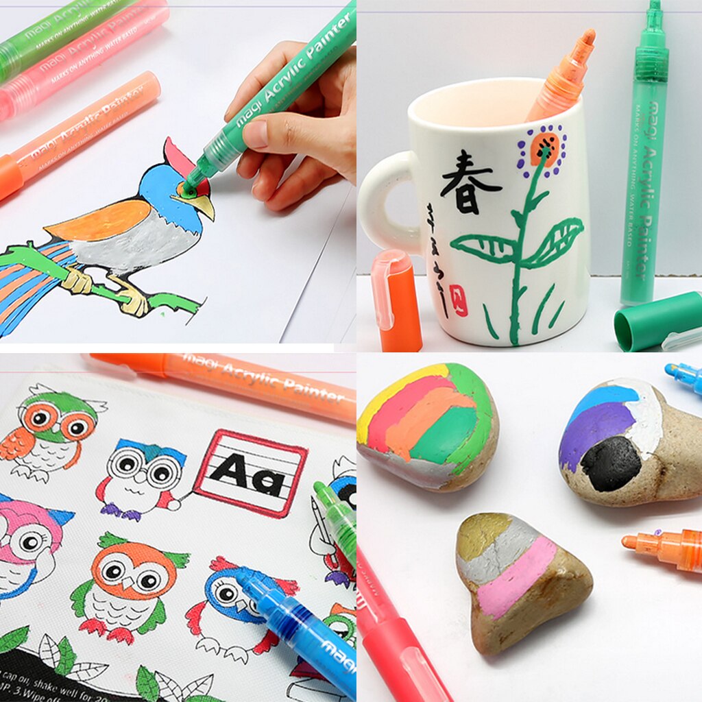 8 farver / sæt akrylmaling markører kunst permanent maleri pen tuschpen