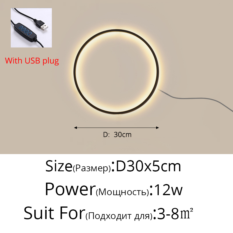 Lámparas de decoración de fondo circulares simples, nuevas luces LED modernas para pared, sala de estar, dormitorio, cabecera, pasillo, iluminación interior: Blanco fresco (5.500-7.000 K) / Blanco
