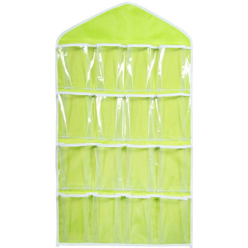Usps polyester 16 lommer klar hængende taske sokker bh undertøj rack bøjle opbevaring arrangør væg hængende arrangør: Grøn