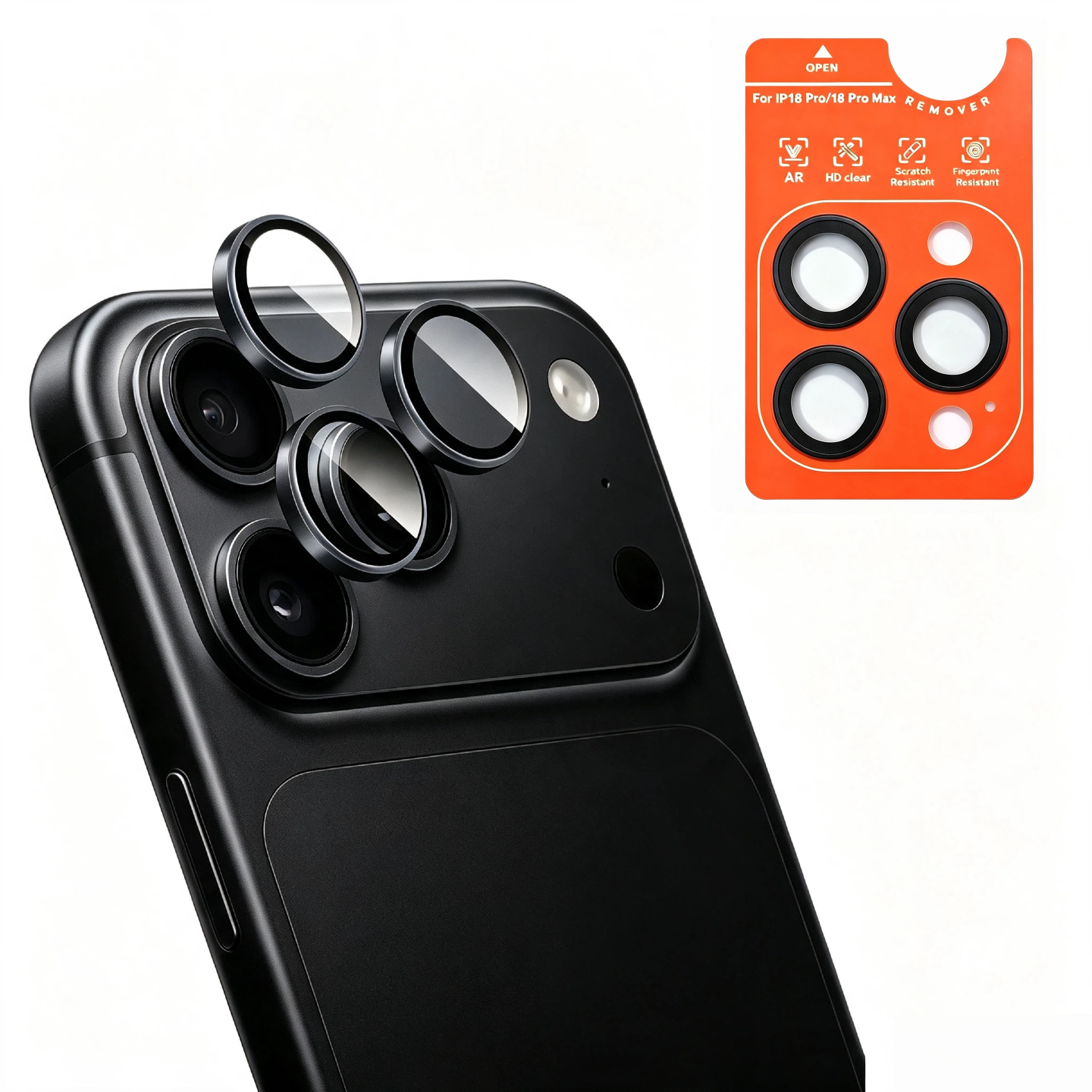 For iPhone 18Pro/18 pro Max AR Anti-Fog Original Color Rear Camera Tempered Glass Protective Film Clear Back Cover Glass: black / iPhone 18 Pro Max