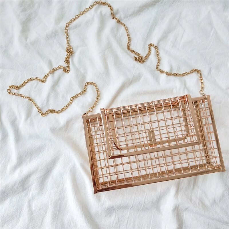 INS scava fuori pochette gabbia per uccelli borsa da donna Tote gabbia in metallo ragazze borse a tracolla borsa borsa da sera borsa da sera