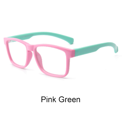 Ralferty børn brilleramme barn  tr90 fleksible firkantede rammer briller nærsynethed receptpligtige briller ramme pige dreng oculos  k8113: Lyserød grøn