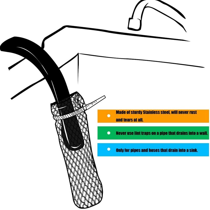 50Pcs/Set Lint Traps Stainless Steel Washing Machine Lint Snare Traps Washer Hose Lint Traps with 24 Pcs Cable Ties