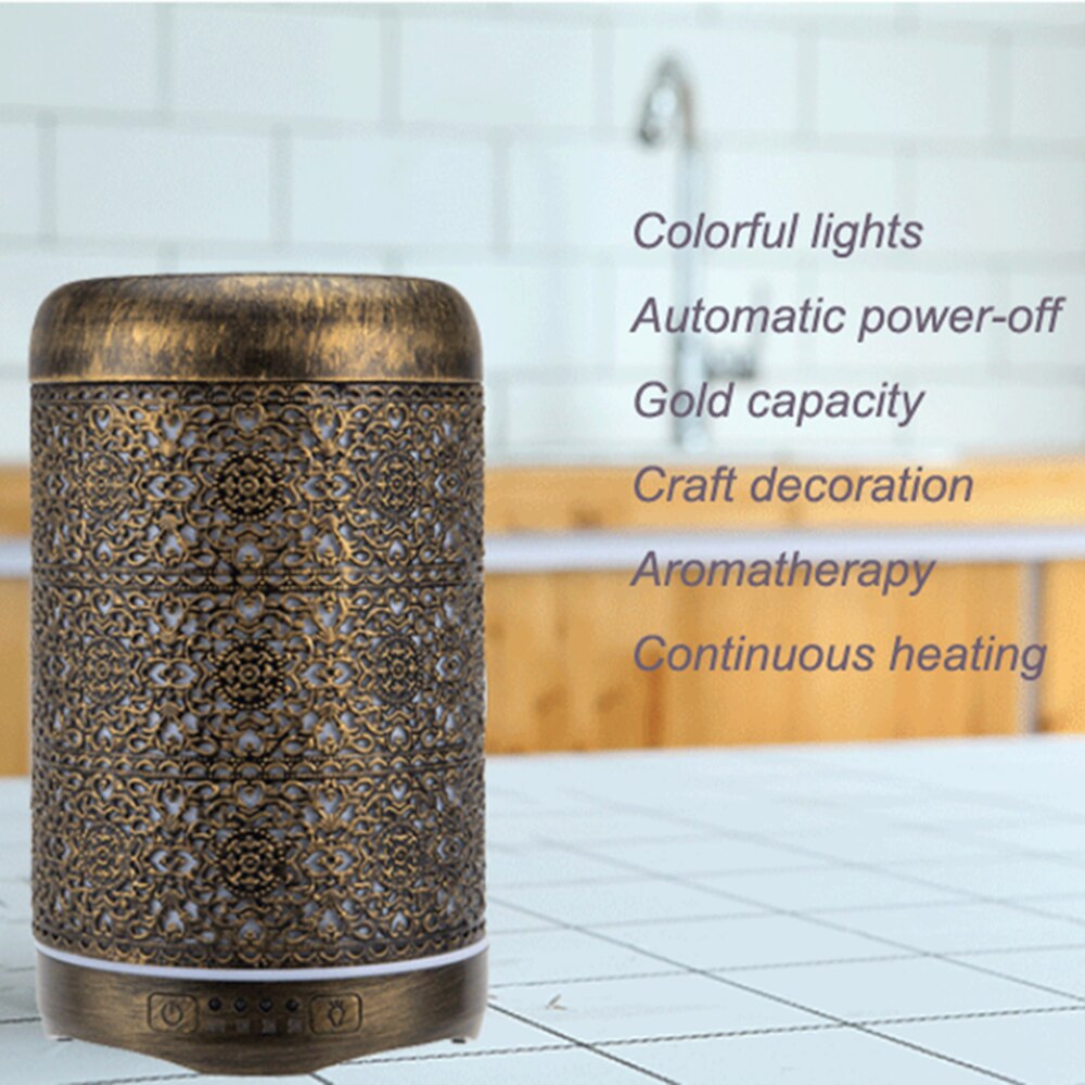 Ätherisches Öl Diffusor Metall Ultraschall Difusor Kühlen Nebel-luftbefeuchter LED Licht Ruhig Abgeschaltet Nano Bronze Farbe 250ml