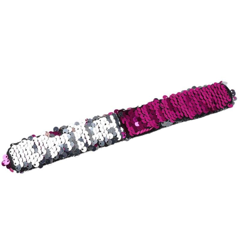 Brillante di Modo 8 Colore Paillettes Braccialetti Slap Glitter Wristband Fascia Dei Capelli Della Fascia per le Ragazze Bomboniere e Ricordini Regalo:  Rose Red