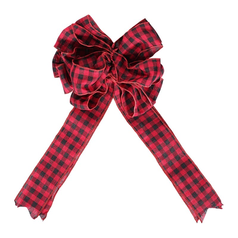 Kerst Plaid Bows Decoratieve Bogen Voor Xmas Tree Home Decor 57BB: Default Title
