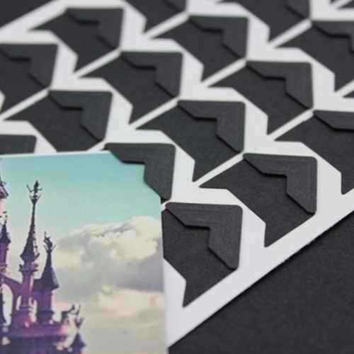 120 unids/lote (5 hojas) pegatinas de esquina de papel Kraft Vintage para DIY foto álbumes de recortes decoraciones, marrón/Negro/Blanco/oro: Black 5 Sheets