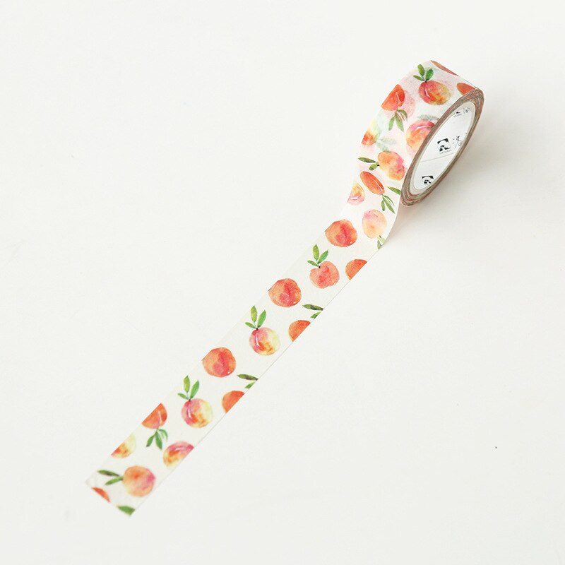 Indretning håndmalet akvarel frugt washi tape sæt citron fersken vandmelon granatæble jordbær gør-det-selv malertape papirvarer: Gul