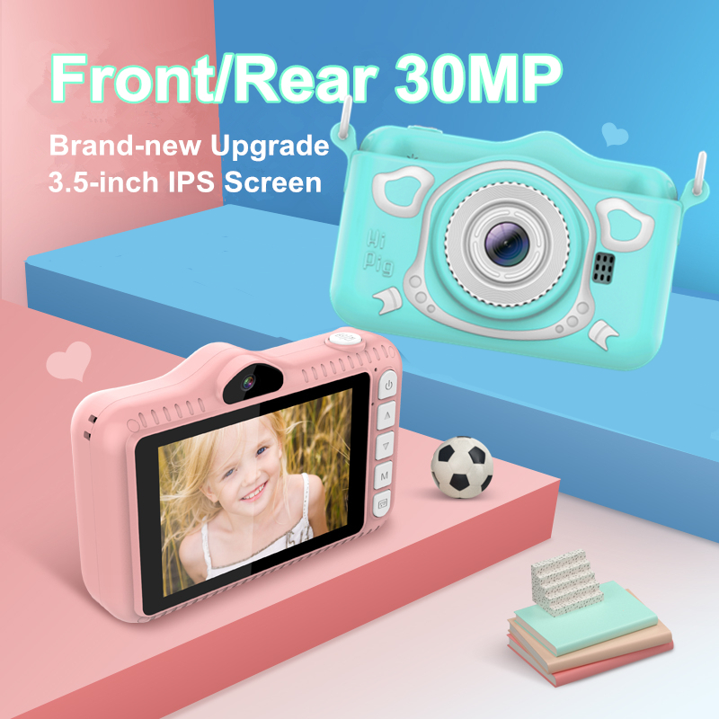 Fotocamera digitale per bambini schermo HD da 3.5 pollici anteriore e posteriore doppia fotocamera per bambini foto Video giocattolo fotocamera regalo di compleanno per ragazzi ragazze