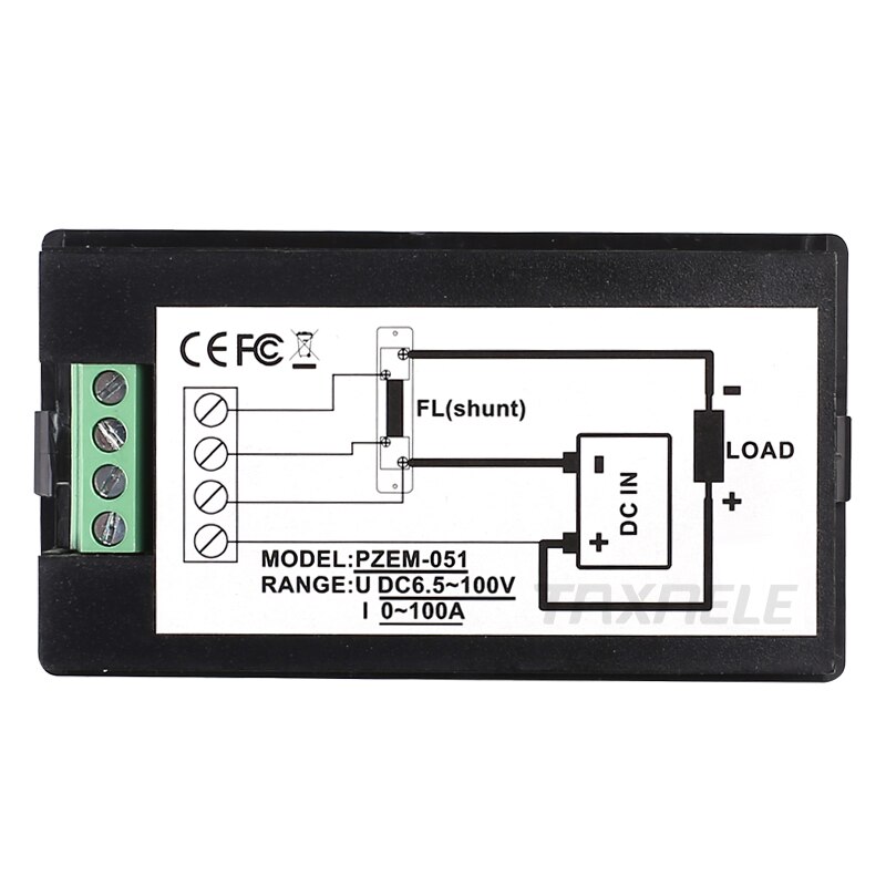 DC Voltmeter Amperemeter Power Energy Digital Voltage Current Meter LCD 4 inch DC 6.5-100V 20A 50A 100A met Shunt