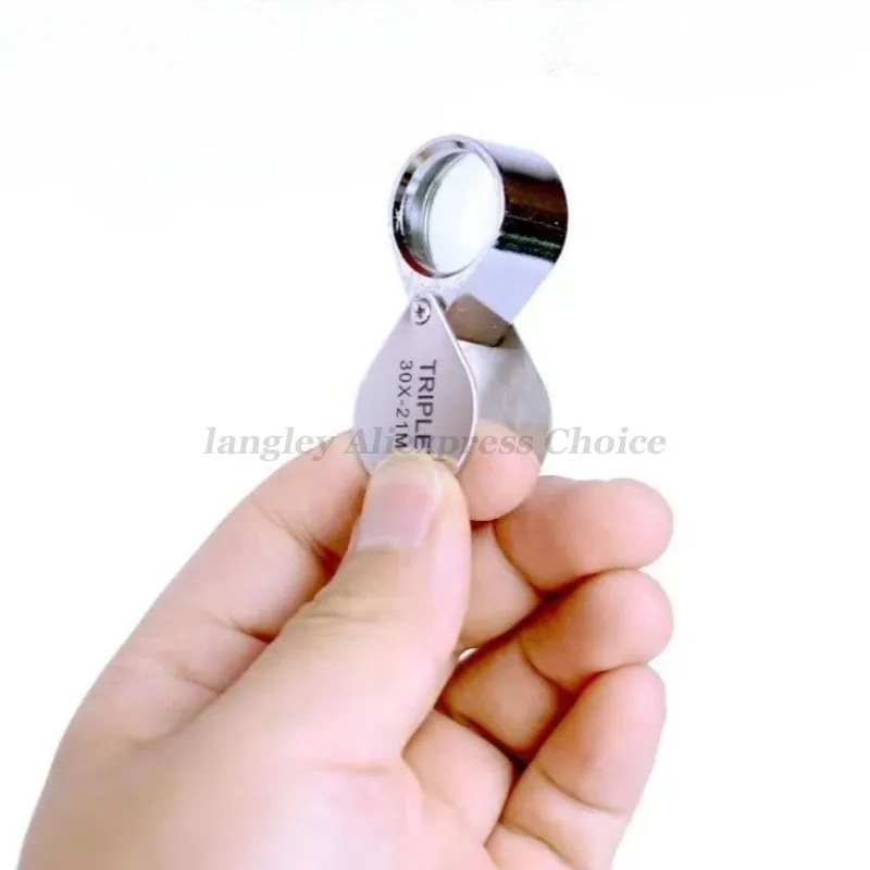 10x20x30X21mm Hoge Vergroting Metalen Opvouwbare Glazen Lens Kleine Draagbare Sieraden Horloge Accessoires Vergrootglas gereedschap