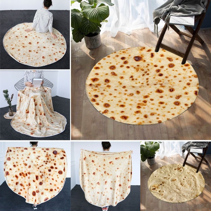 Couverture à motif de Tortilla en maïs, Plaid doux, Plaid, pour lit, canapé, peluche, couvre-lit, manta Burrito Koce